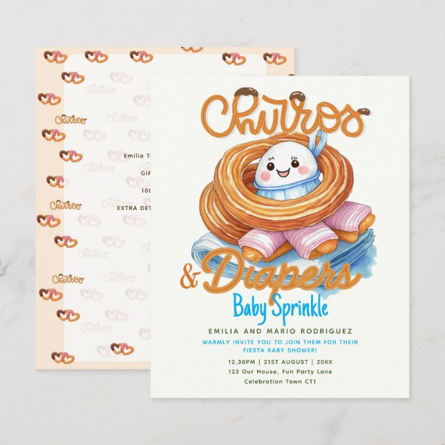 BUDGET für Churros und Diapers Baby Sprinkle Dusch (Vorne/Hinten)