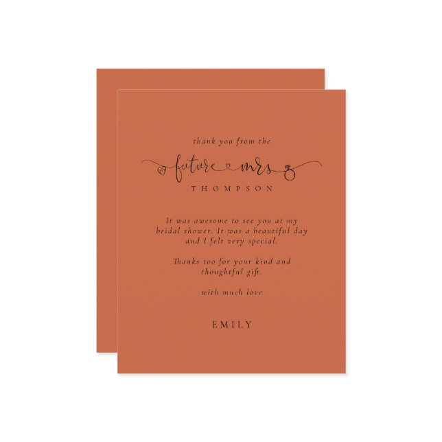 Budget Future Frau Brautparty Terracotta Danke (Vorderseite/Rückseite Beispiel)