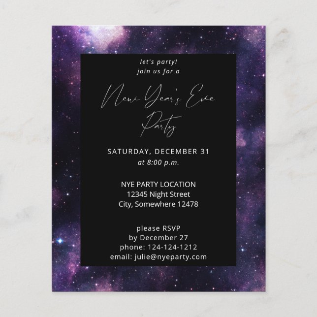 Budget Galaxy Silvester Party Flyer (Vorne)