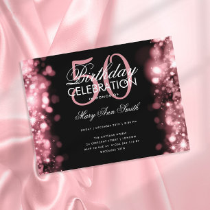 Budget Geburtstag Elegante Rose Gold Lights Einlad Postkarte
