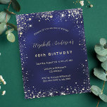 Budget Geburtstag Marine Blue Gold Glitzer Einladu<br><div class="desc">Marineblau,  mit Imitaten verziert mit goldenem Glitzer Staub. Die blaue Farbe ist ungleichmäßig. Personalisieren und fügen Sie Ihren Namen und Ihre Daten hinzu. Der Name ist mit einem modernen handgeschriebenen Stilskript geschrieben.</div>