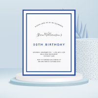 Budget Geburtstag Marineblau Weiße Einladung Männe