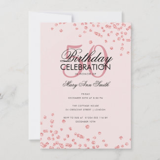 Budget Geburtstag Rose Gold Blush Glitzer Confetti Einladung