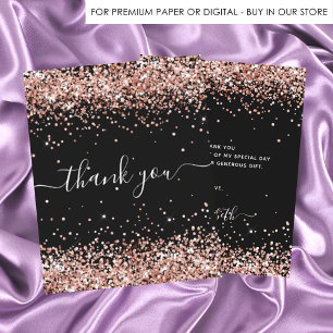 BUDGET Geburtstag schwarze Rose Gold Glitter Danke