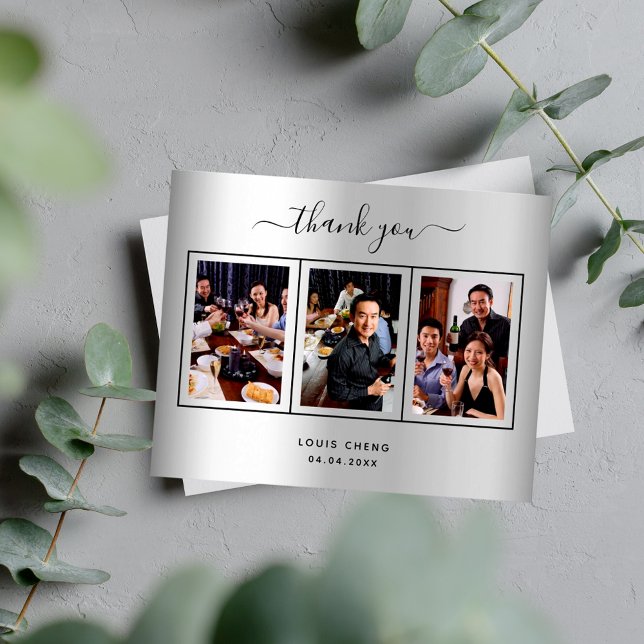 Budget Geburtstag Silber Foto Dank Karte (Von Creator hochgeladen)