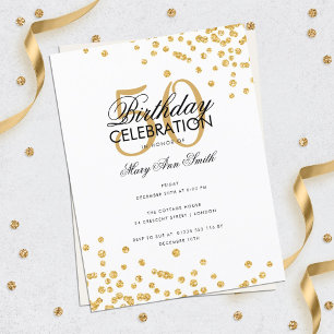 Budget Geburtstagspartei Glitzer Confetti Gold Postkarte