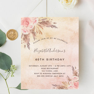 Budget Geburtstagsparty Boho Pampas Gras Rose Gold