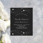 Budget Geburtstagsparty schwarzen Sternen elegant<br><div class="desc">Eine 40. (oder jedes Alter) Geburtstagsfeier Einladung. Ein schwarzer Hintergrund mit Imitaten silbernen Sternen. Personalisieren und fügen Sie einen Namen und Party-Details hinzu. Weißer Text.</div>