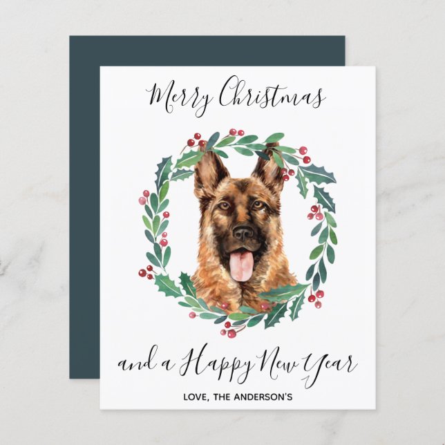 Budget German Shepherd Hund Frohe Weihnachtskarte (Vorne/Hinten)
