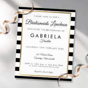 Budget gestreift Gold Bridesmaier Luncheon Einladu Flyer