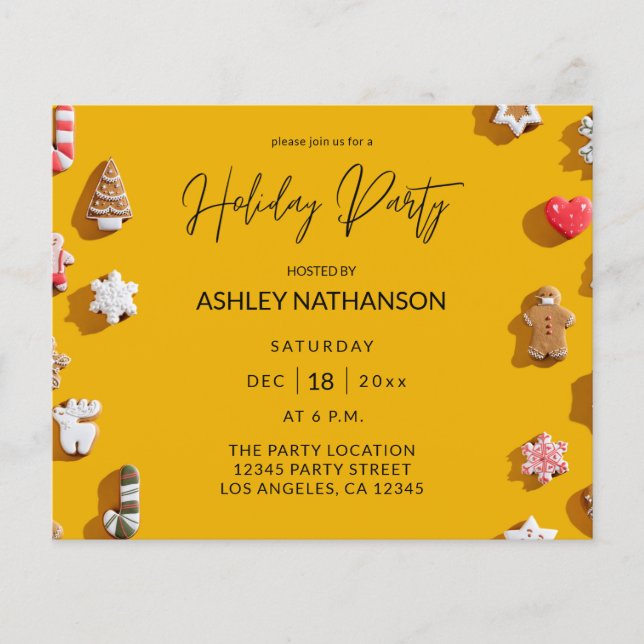 Budget Gingerbrei Cookie Holiday Party Flyer (Vorne)