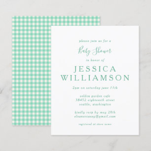 Budget Gingham Kariert in Mint Green Baby Dusche