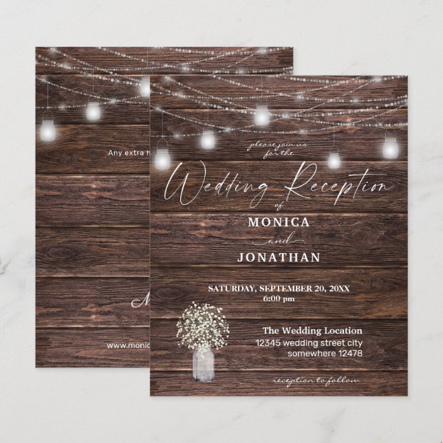 Budget Gipskraut Wood Lights Hochzeitsempfang (Vorne/Hinten)