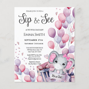 BUDGET Girl Baby Elephant Sip und sehen Sie Einlad