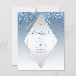 BUDGET Girly Glitzer Glitzern BAT MITVAH Einladung