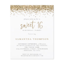 Budget Girly Gold Glitzer Sweet 16 Einladung