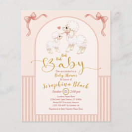 BUDGET Girly Pink Lamb Baby Dusche Einladung