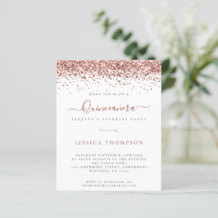 BUDGET Girly Rose Gold Glitzer Quinceañera Einladu