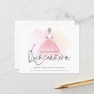 Budget Glam Dress Elegant Quinceanera Einladung