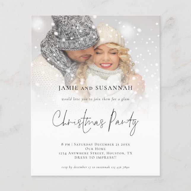 BUDGET Glam Foto Overlay Weihnachts-Party Einladun (Vorderseite)