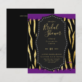 Budget Glam Gold Lila Brautparty Einladung