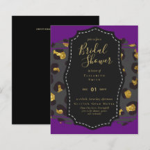 Budget Glam Gold Lila Brautparty Einladung