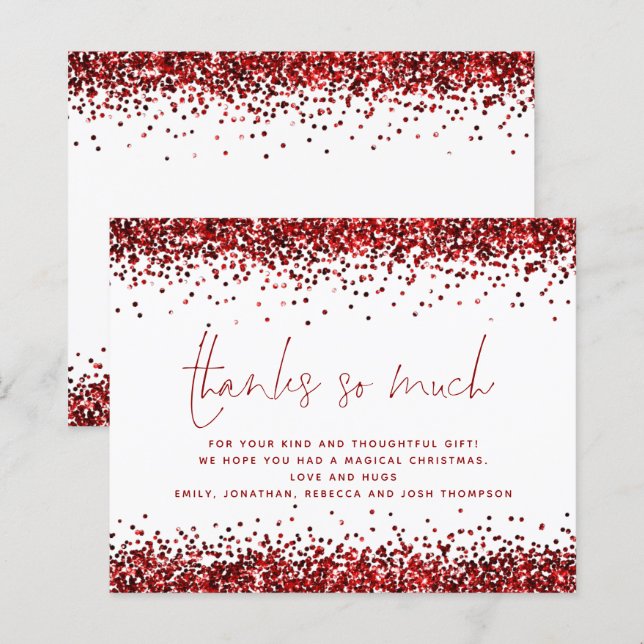 Budget Glam Red Glitzer Weihnachten Vielen Dank (Vorne/Hinten)