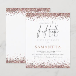 Budget Glam Rose Gold Glitzer 50. Party Einladung