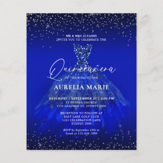 BUDGET Glam Silver Blue Princess Kleid Quinceanera