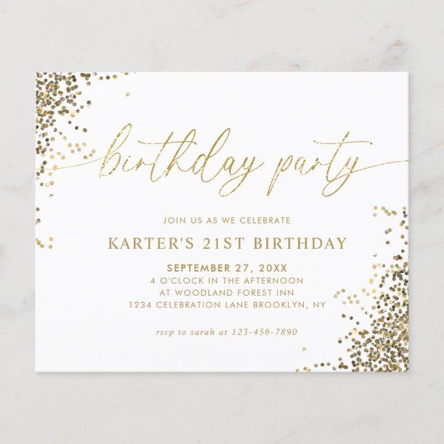 BUDGET Glam White Gold Confetti Erwachsene Geburts (Vorderseite)
