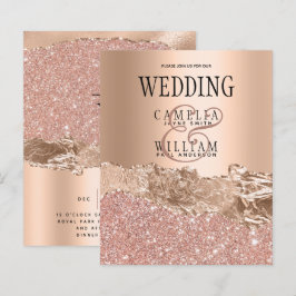 BUDGET Glamour Rose Gold Wedite Einladung