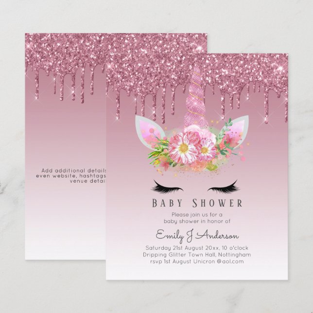 BUDGET Glitter Unicorn Baby Girl Shower (Vorne/Hinten)