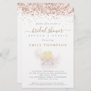 Budget Glitzer Champagne Bridal Dusche Einladung