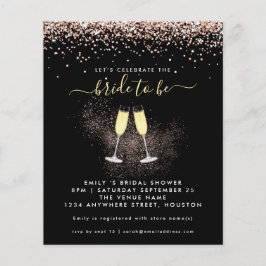 Budget Glitzer Champagne Bridal Dusche Einladung