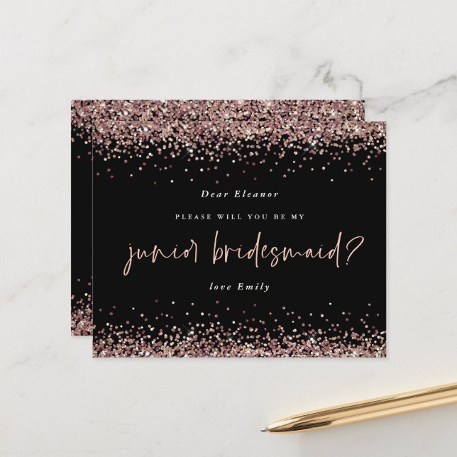 Budget Glitzer Rose Gold Junior Bridesmaid Req (Vorderseite/Rückseite Beispiel)