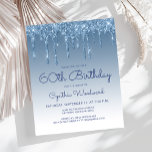 Budget Glitzer Tropfen Blue 60. Geburtstagseinladu<br><div class="desc">Die trendige Einladung zum sechzigsten Geburtstag mit einem funkelnd blauen Imitat Glitzer Tropfen Rand und blauem ombre Hintergrund. Die Wörter "60. Geburtstag" und der Name des Ehrengast erscheinen in lässigem, blauen Schriftzeichen mit der Erholung des anpassbaren Textes in blau sans Serif Schriftart. Das gleiche blaue Glitzer-Tropfen-Design wird auf der Rückseite...</div>