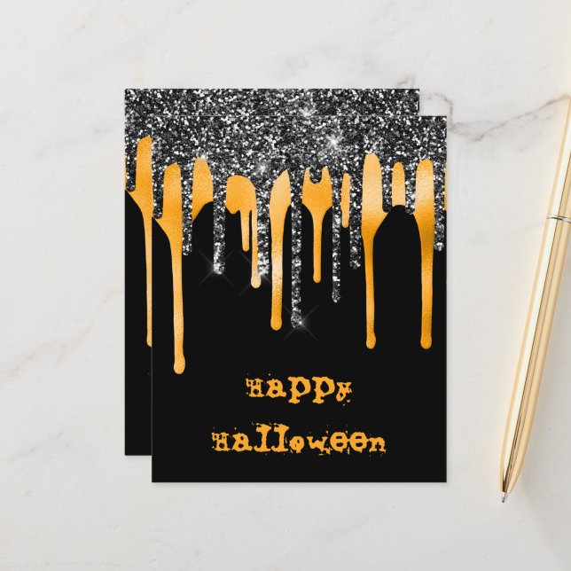 BUDGET Glitzer Tropfen Schwarzes Halloween-Klassen (Vorderseite/Rückseite Beispiel)
