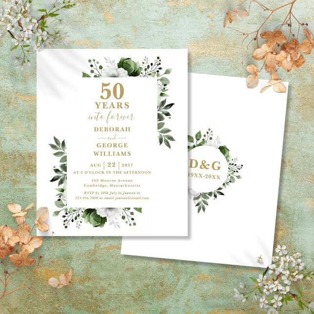 Budget Gold 50. Hochzeitstag Einladung (Budget Gold 50th Wedding Anniversary Invitation)