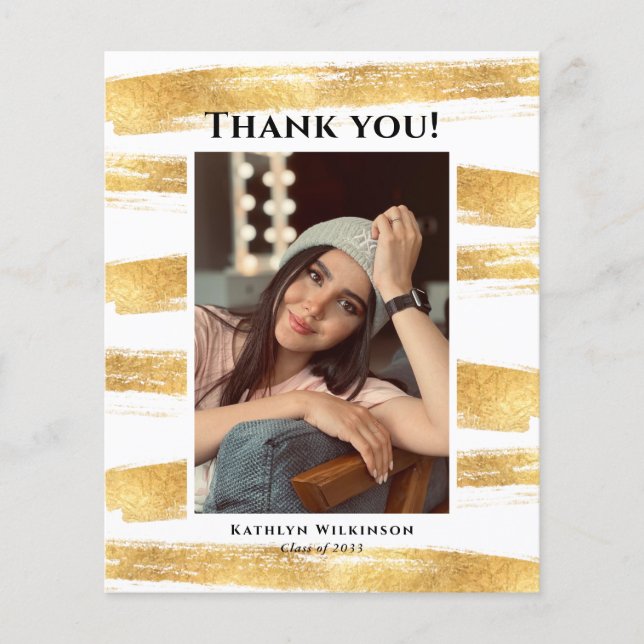 BUDGET Gold Aquarell Brush Foto Vielen Dank Flyer (Vorne)