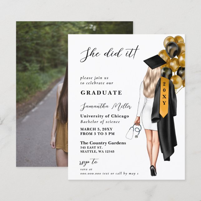 Budget Gold Black Nurse Sie tat es Abschluss (Vorne/Hinten)