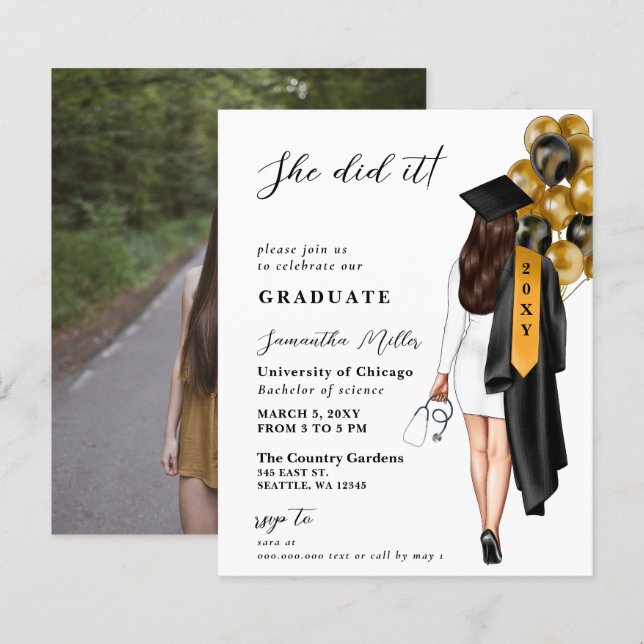 Budget Gold Black Nurse Sie tat es Abschluss (Vorne/Hinten)