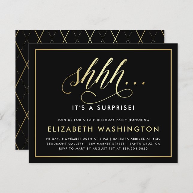 Budget Gold & Black Überraschung Geburtstagsparty (Vorne/Hinten)