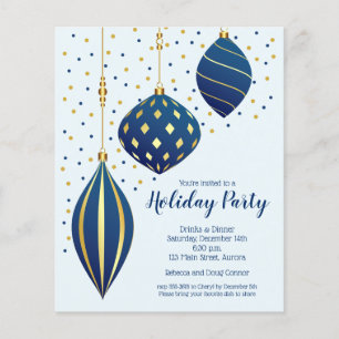Budget Gold Blue Weihnachtsschmuck Einladung Flyer