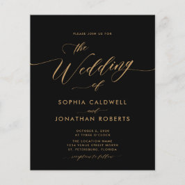 Budget Gold Calligraphy Black Wedding Einladung