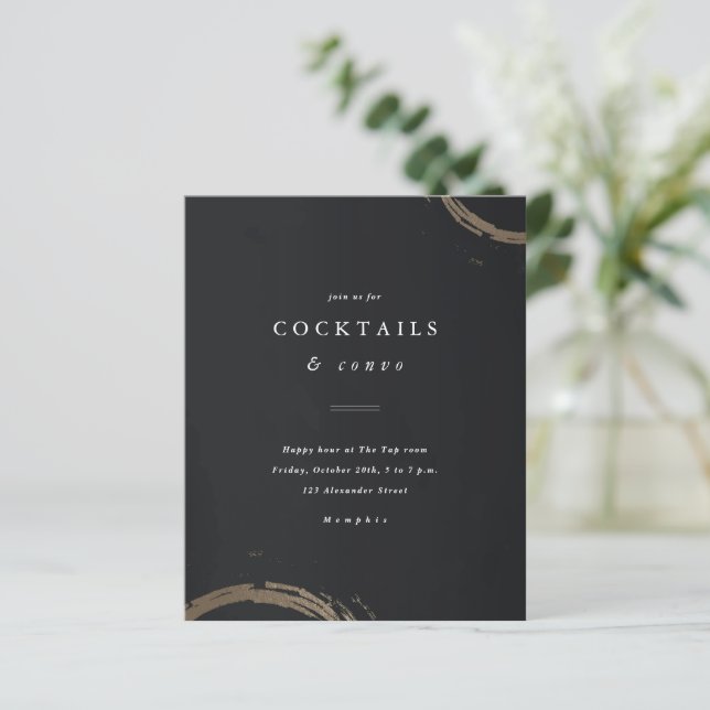 Budget Gold Cocktail Abendessen Party Einladung (Stehend Vorderseite)