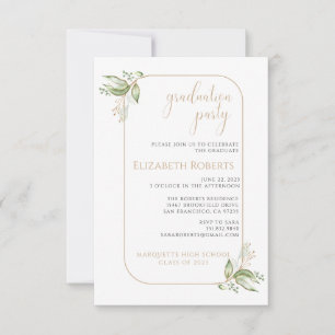 Budget Gold Eukalyptus Greenery Grad Party Einladu Einladung