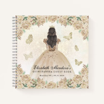 Budget Gold Floral Princess Quinceañera Gästebuch