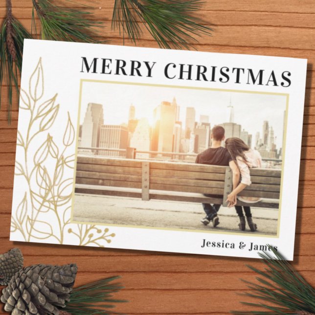 Budget Gold Foliage Foto Frohe Weihnachtskarte (Von Creator hochgeladen)