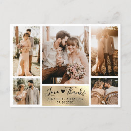 Budget Gold Foto Collage Hochzeit Vielen Dank Postkarte