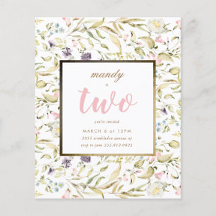 Budget Gold Frame Boho Wildblume Geburtstag Einlad Flyer